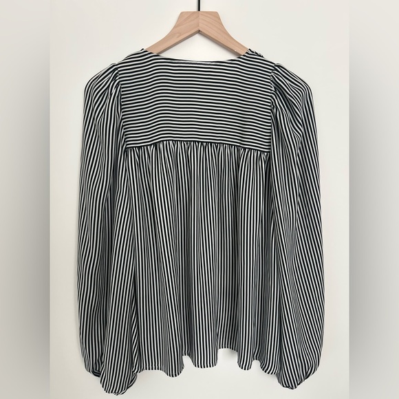THE GREAT. Striped Silk Top Size S Long Sleeve Blouse - Picture 3 of 4